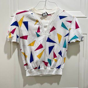 Vintage 70s Geometric Print Top